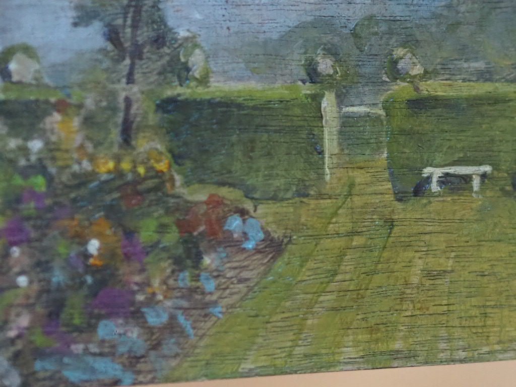 The white bench small oil painting - Natalia Willmott