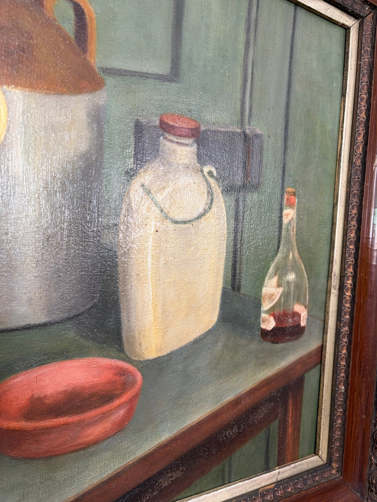 Utility ware mid- century oil painting on board - Natalia Willmott