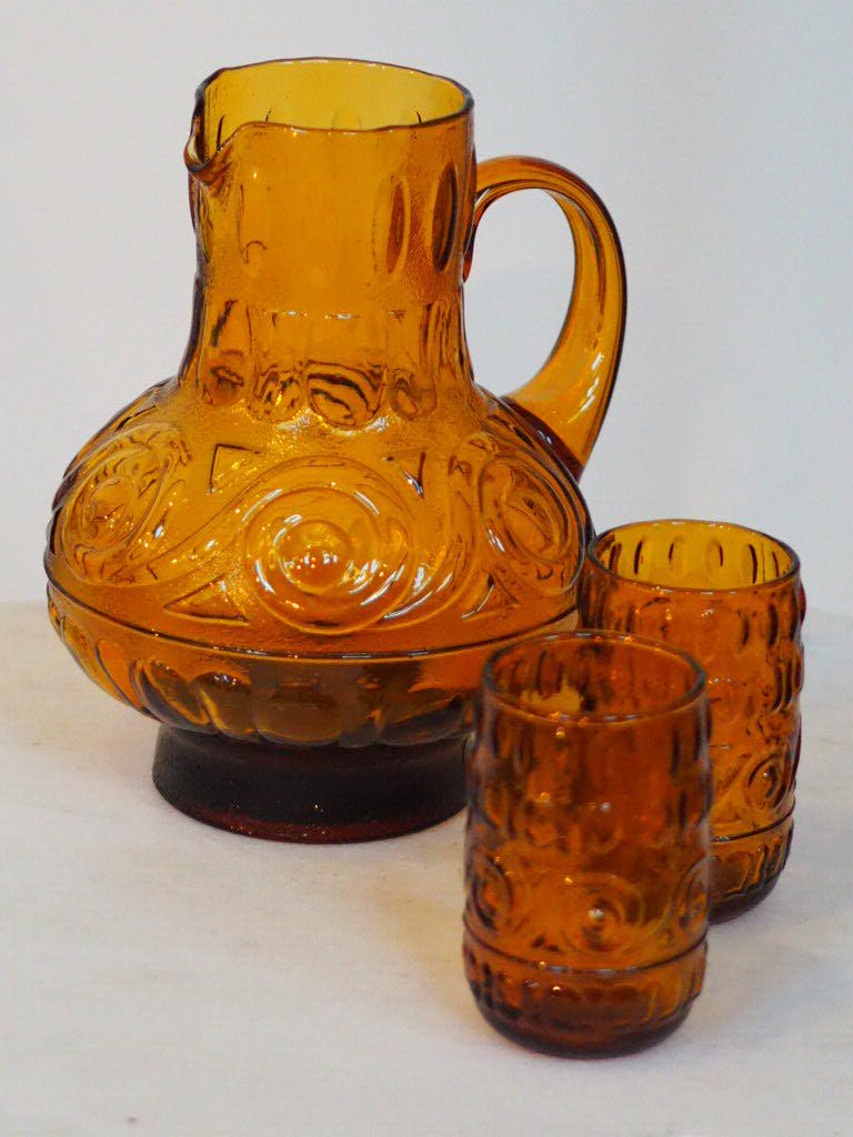 Vintage Amber Glass Water Set – Possibly Empoli, Italy, c.1960s–70s - Natalia Willmott