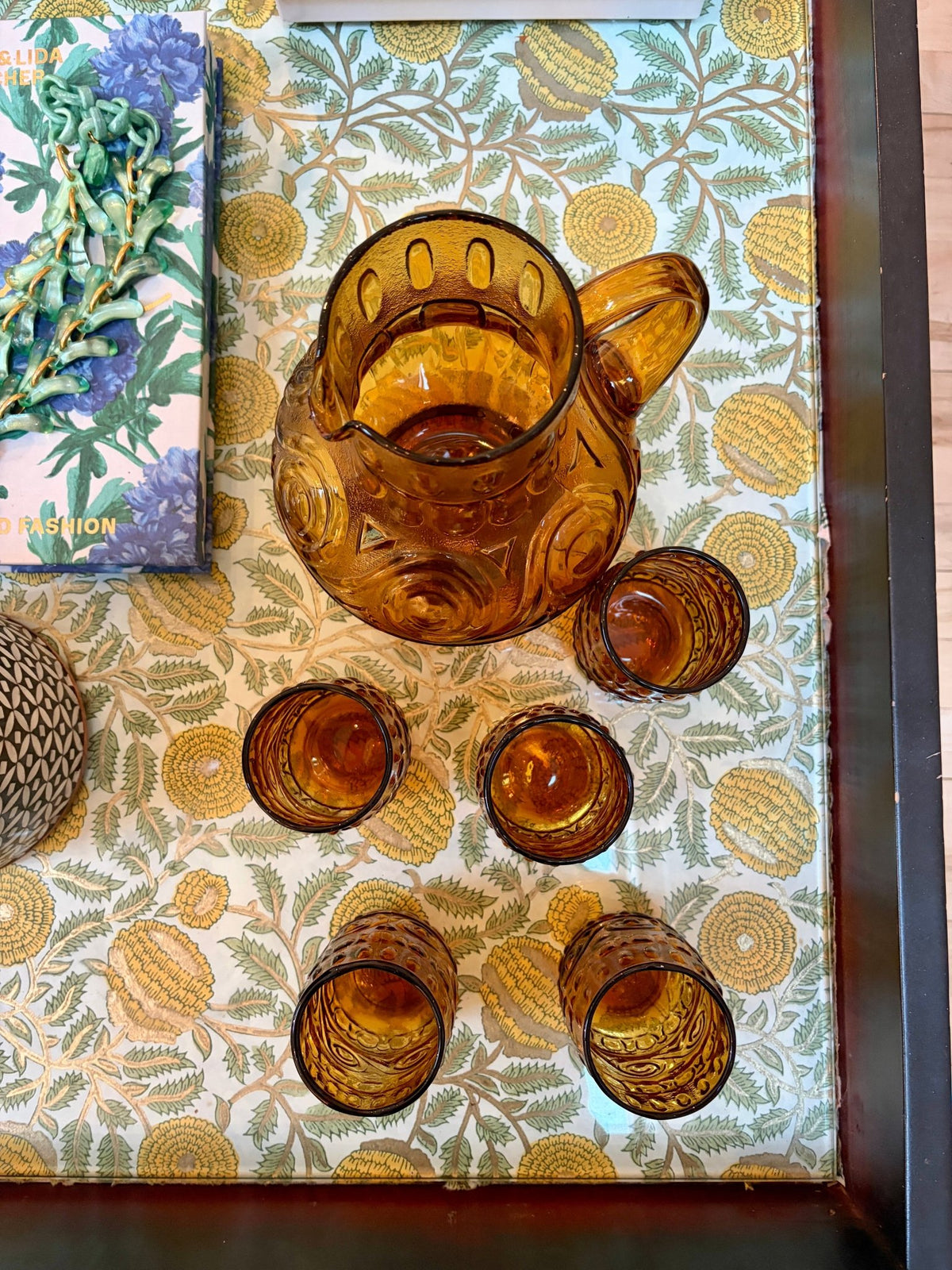 Vintage Amber Glass Water Set – Possibly Empoli, Italy, c.1960s–70s - Natalia Willmott