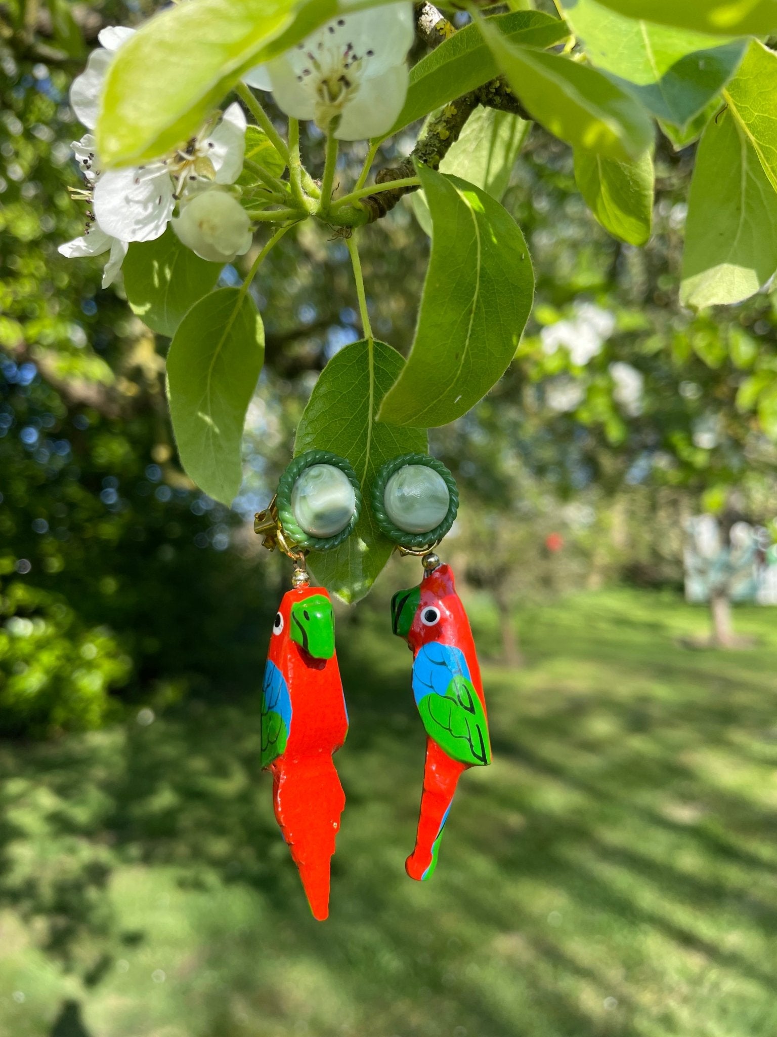 Vintage colourful parrot clip on earrings - Natalia Willmott