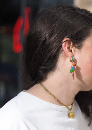 Vintage colourful parrot clip on earrings - Natalia Willmott
