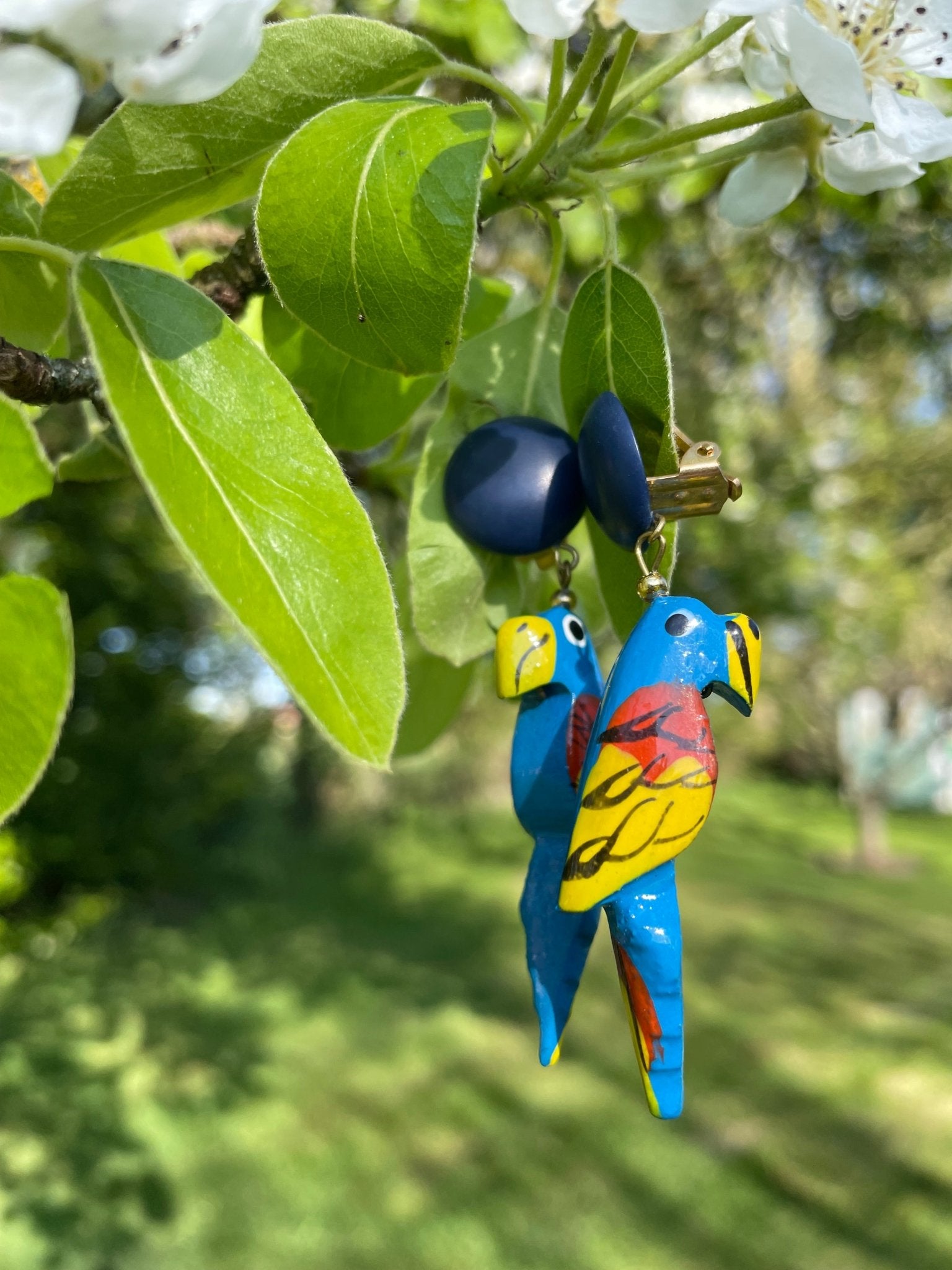 Vintage colourful parrot clip on earrings - Natalia Willmott