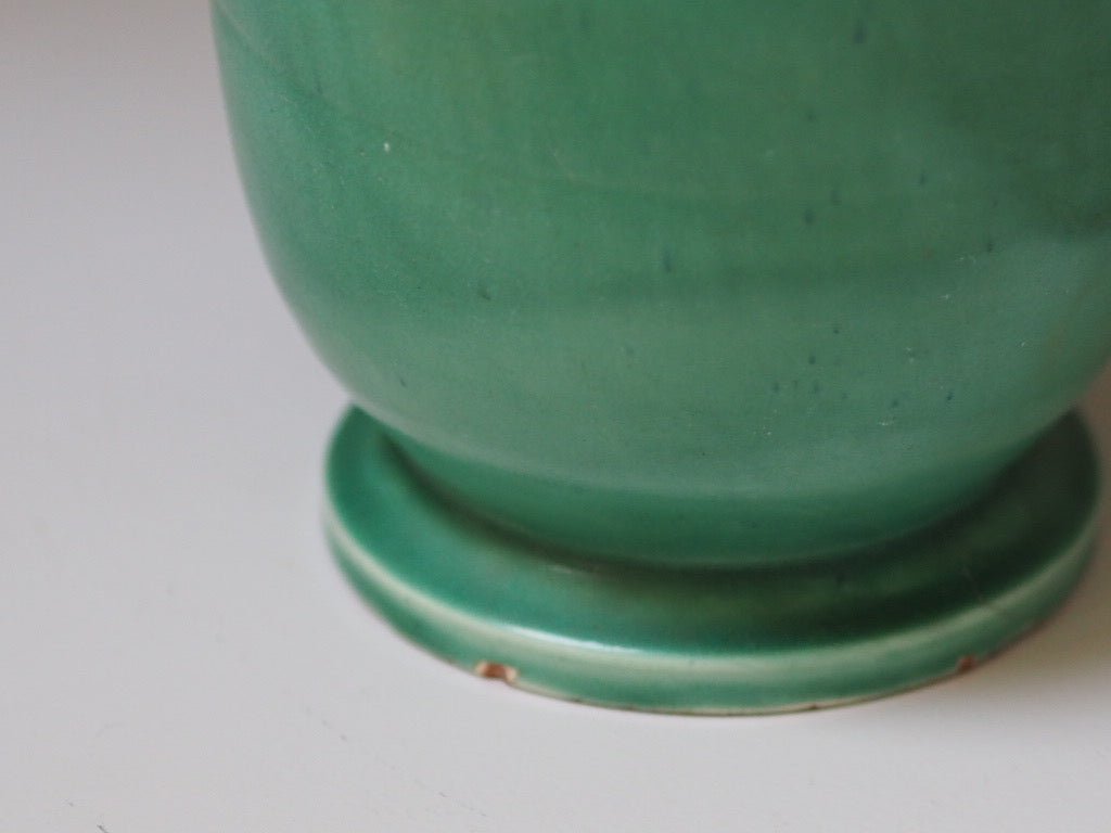 Vintage earthenware and green glaze pot with handles by C.H Brannam & Sons Ltd - Natalia Willmott