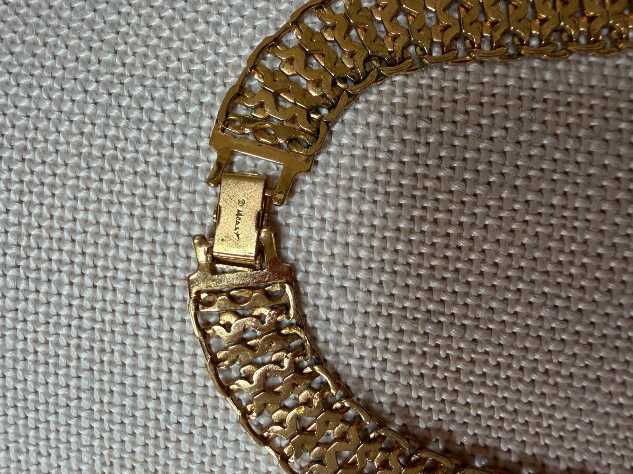 Vintage Flat Woven Gold Plated Collar Necklace by Monet - Natalia Willmott