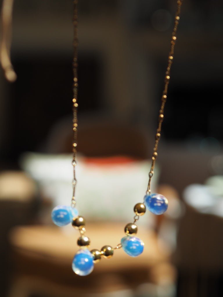 Vintage glass “opaline” beads earrings and necklace - Natalia Willmott