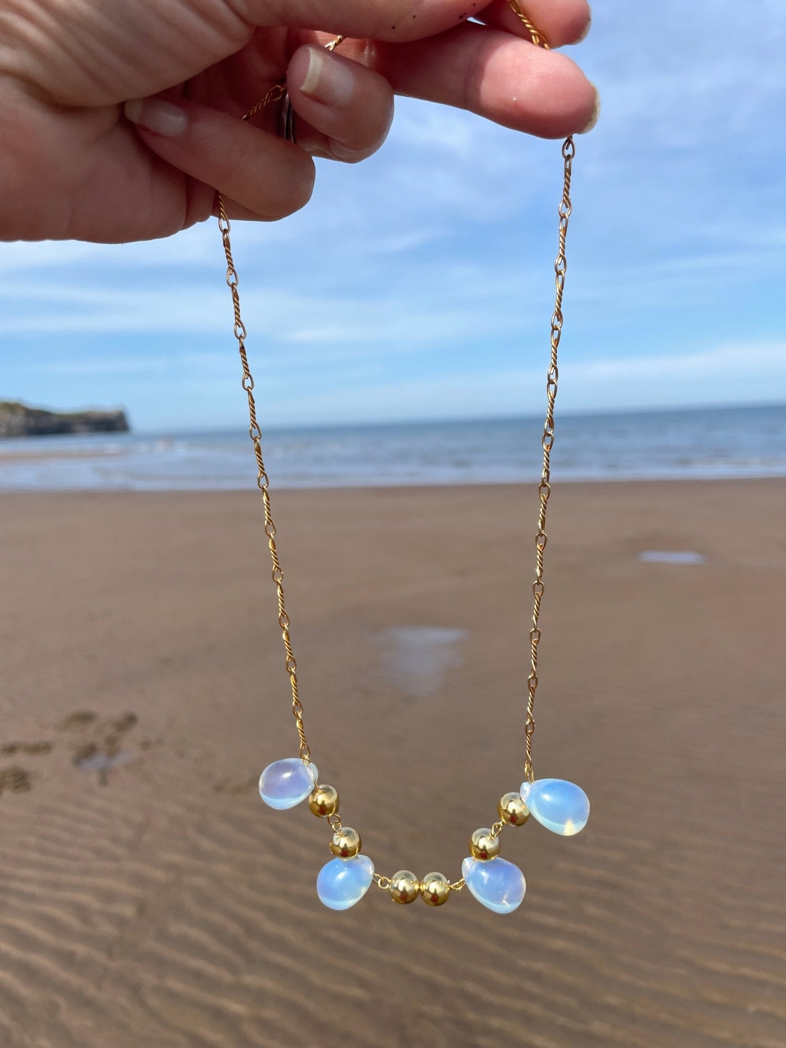 Vintage glass “opaline” beads earrings and necklace - Natalia Willmott