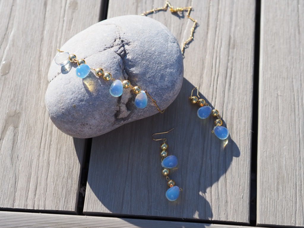 Vintage glass “opaline” beads earrings and necklace - Natalia Willmott