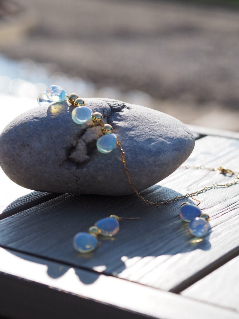 Vintage glass “opaline” beads earrings and necklace - Natalia Willmott