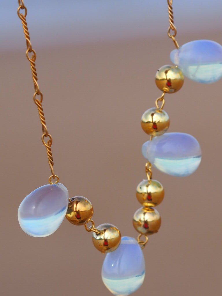 Vintage glass “opaline” beads earrings and necklace - Natalia Willmott