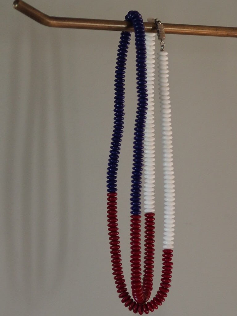 Vintage glass red white and blue beads earrings and necklace - Natalia Willmott