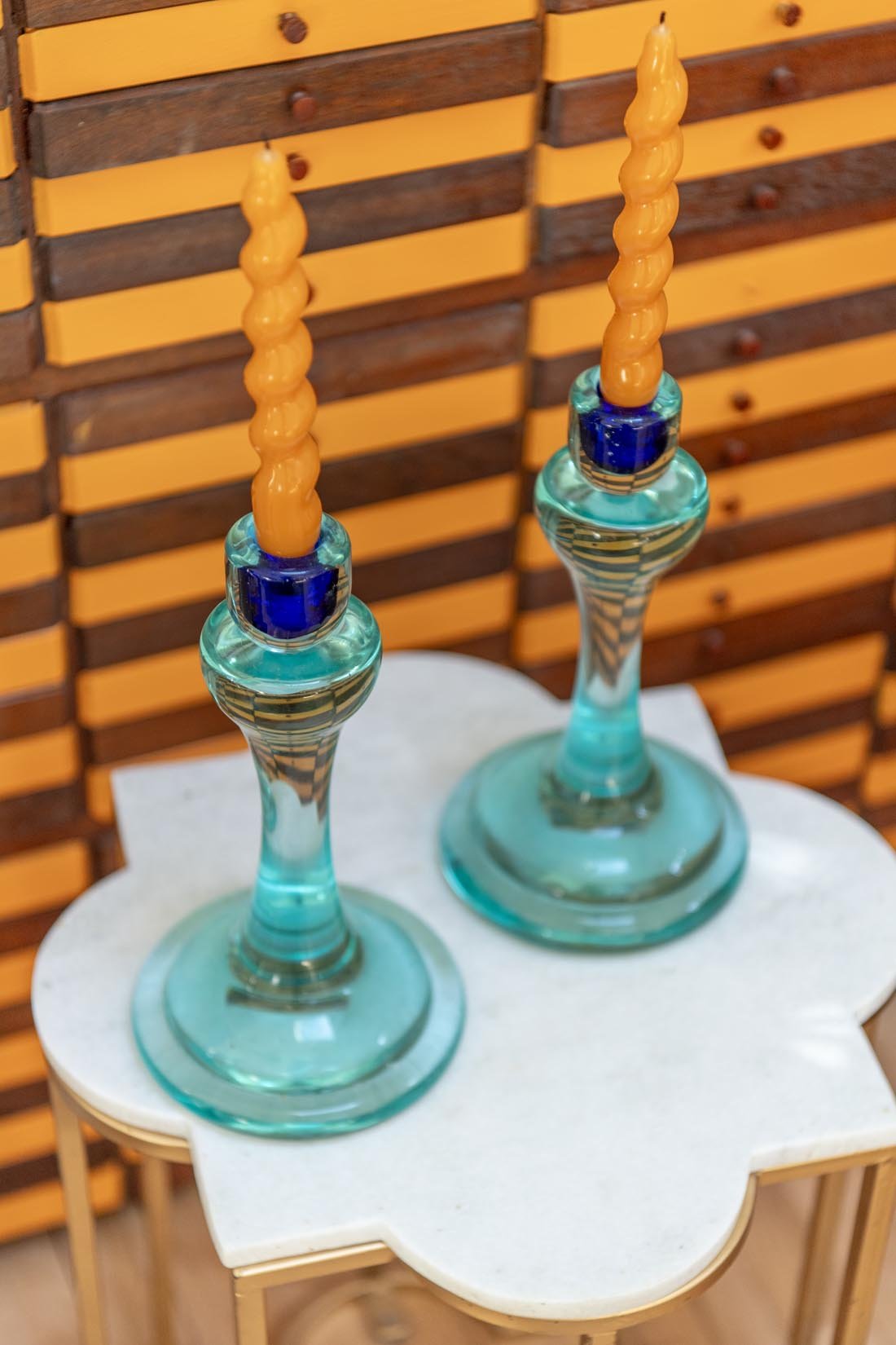 Vintage heavy glass candleholders - Natalia Willmott