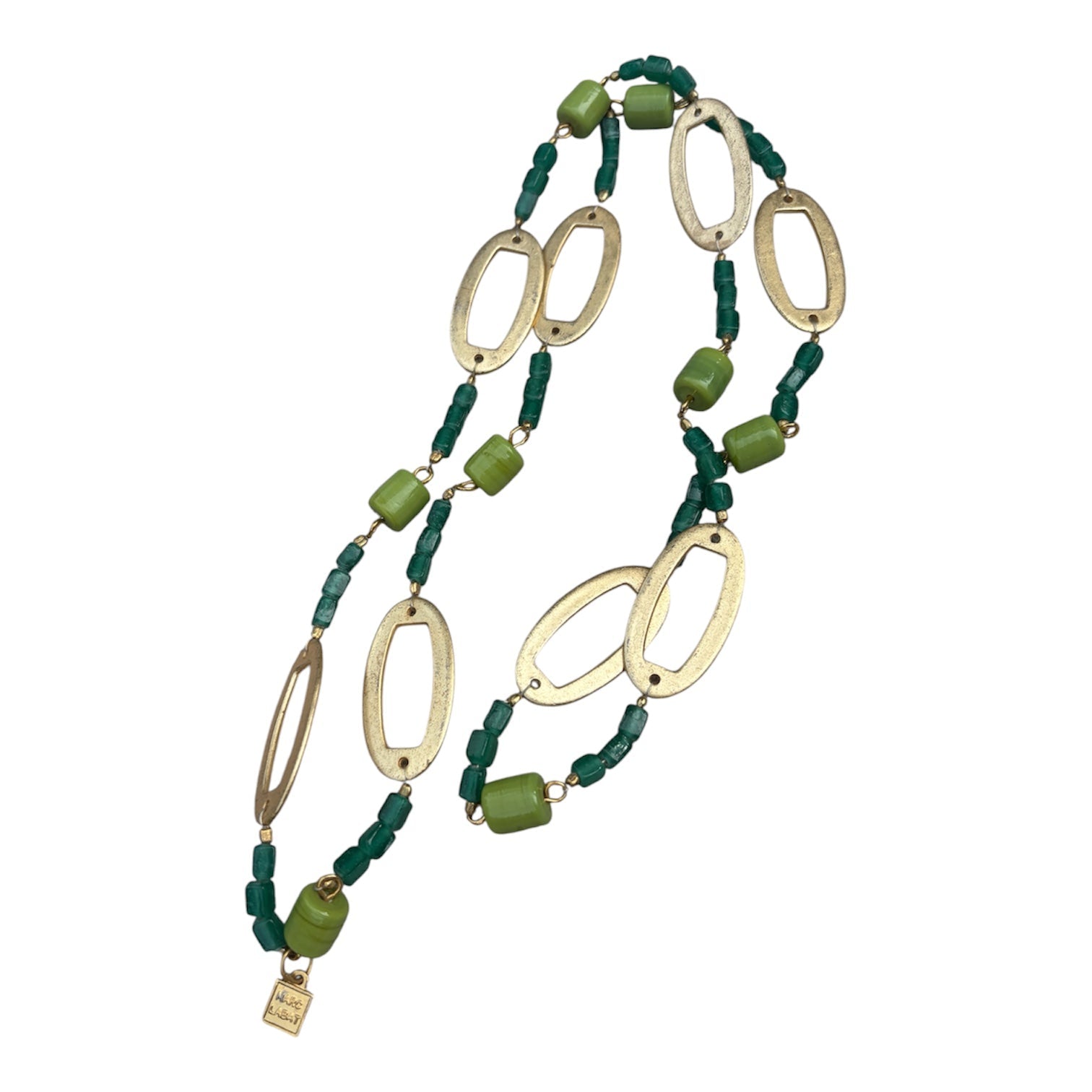 Vintage Marc Labat green glass beads long necklace - Natalia Willmott