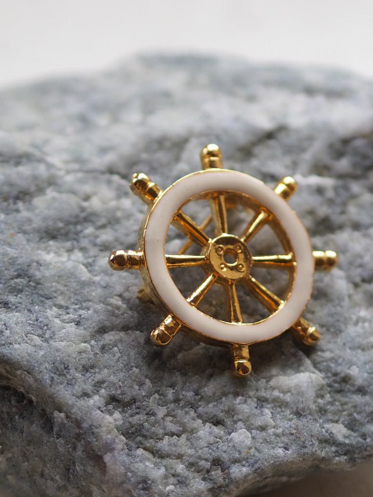 Vintage nautical ship wheel brooch pin - Natalia Willmott