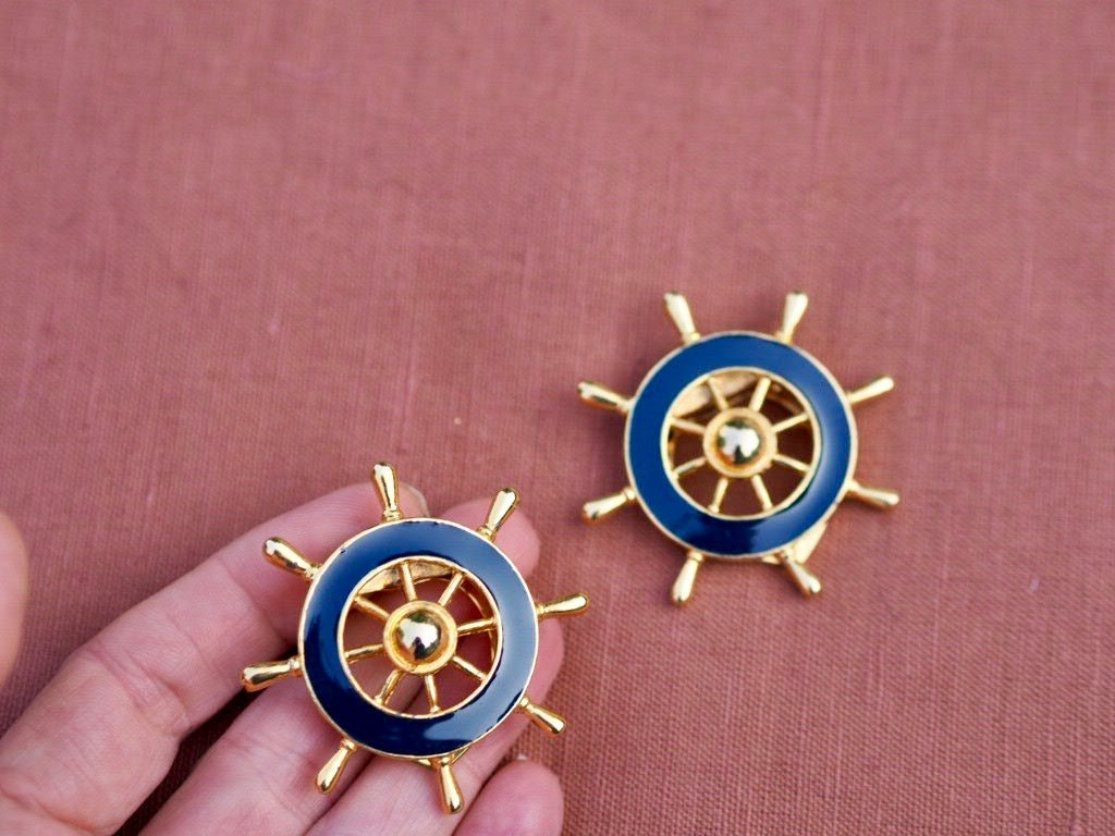 Vintage nautical ship wheel scarf clip - Natalia Willmott