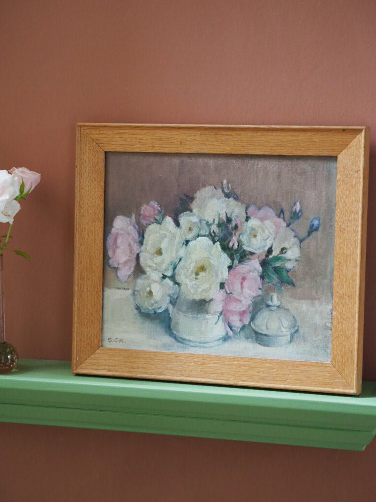 Vintage oil painting of roses by Stella Carton-Kelly - Natalia Willmott