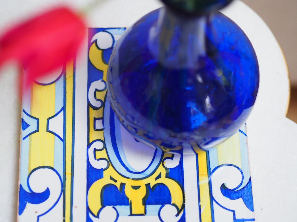 Vintage portuguese tile - blue and yellow - Natalia Willmott