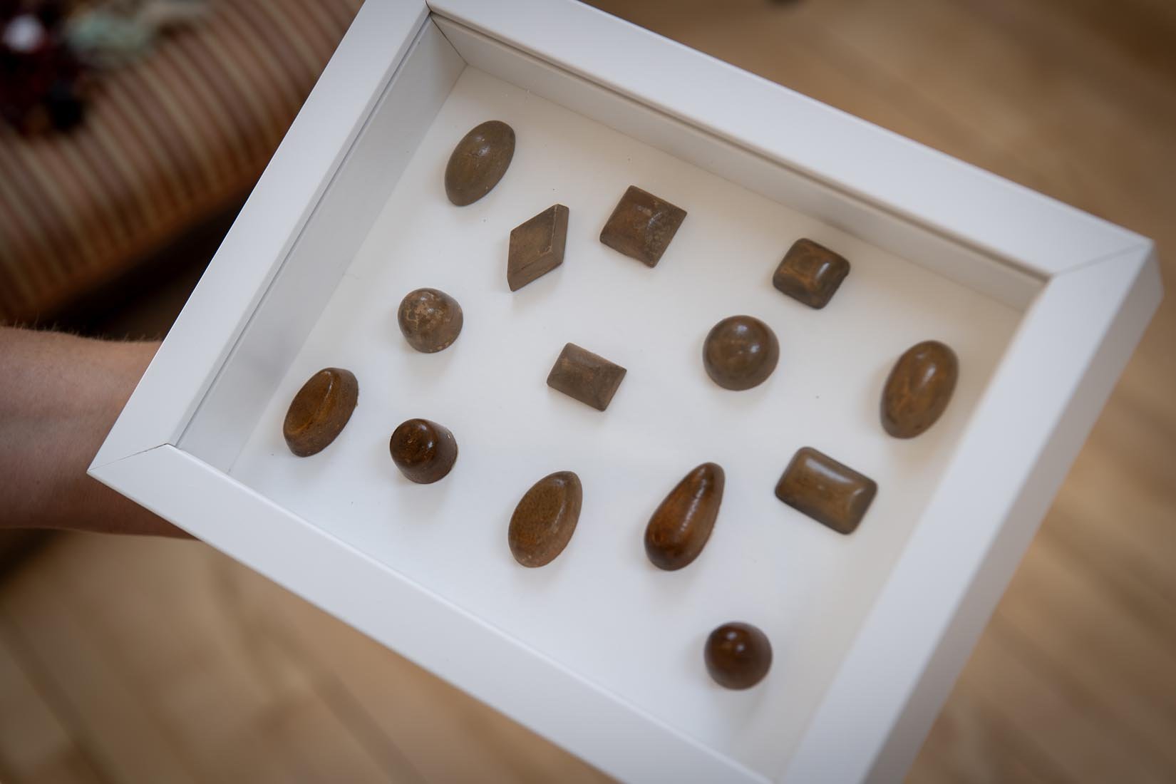 Vintage Rowntrees wood chocolate shapes - Natalia Willmott