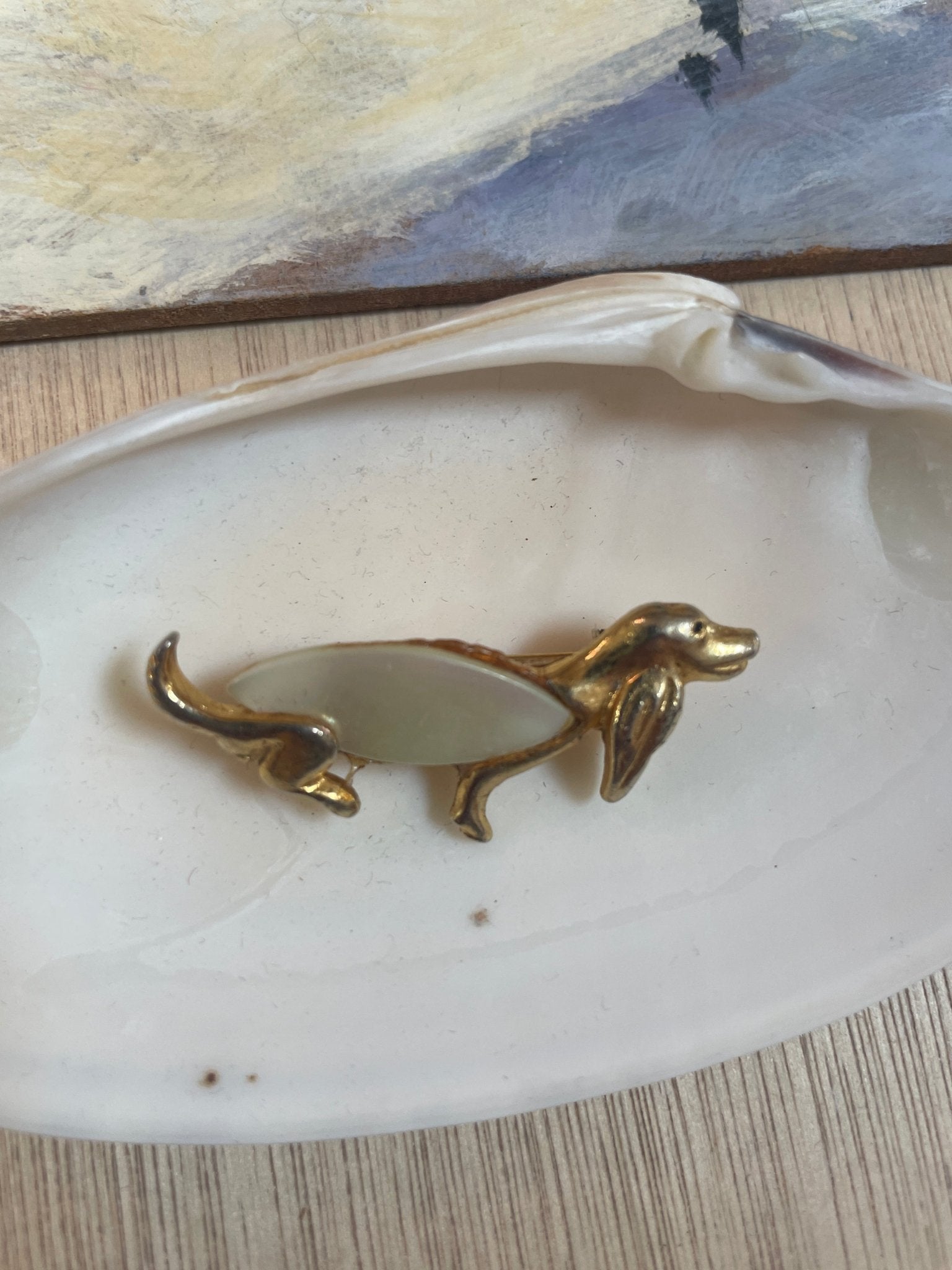 Vintage spaniel mother of pearl brooch - Natalia Willmott