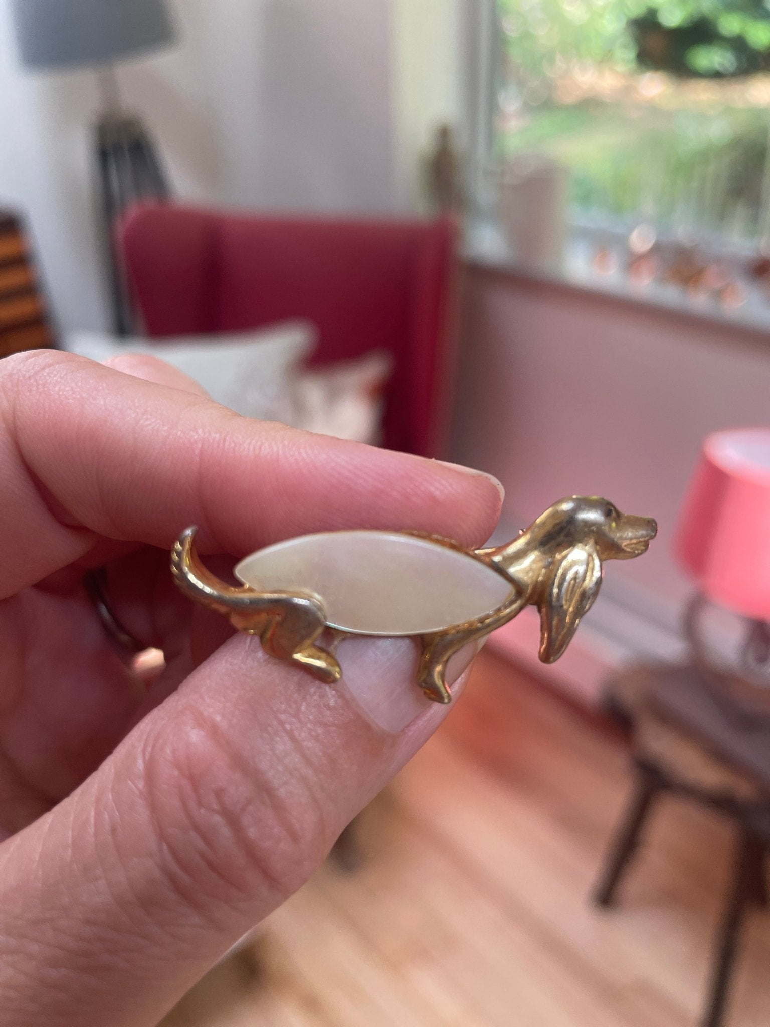 Vintage spaniel mother of pearl brooch - Natalia Willmott