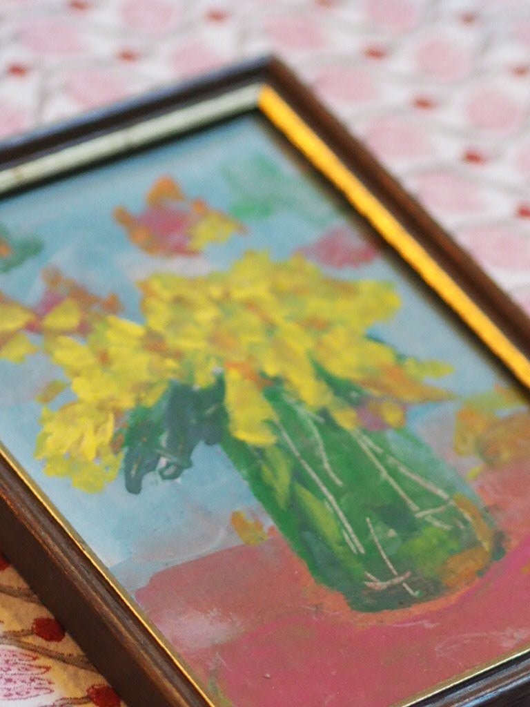 Yellow flowers small painting - Natalia Willmott