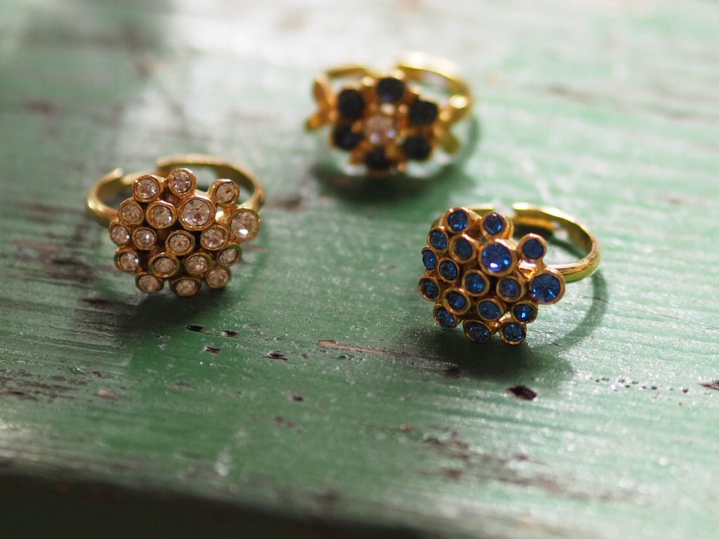 Adjustable vintage cluster ring with crystals - Natalia Willmott