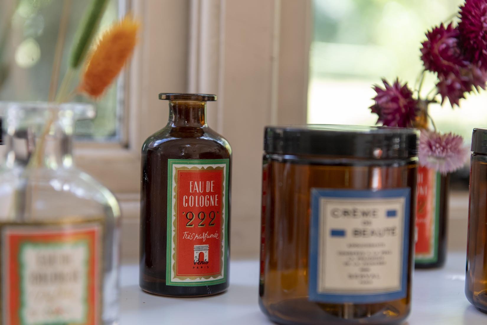 Antique cologne labels on apothecary bottles for styling - Natalia Willmott