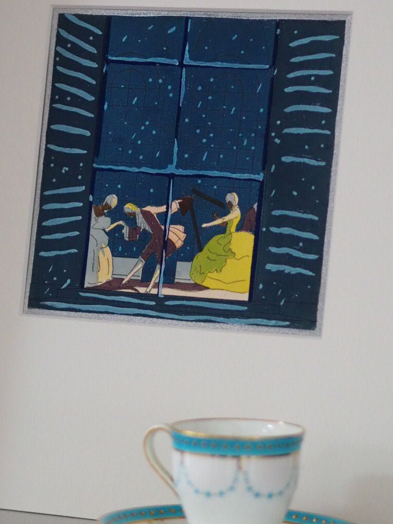 Art Deco Pochoir Christmas card - Window - Natalia Willmott
