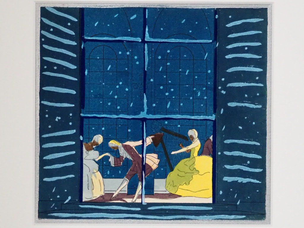 Art Deco Pochoir Christmas card - Window - Natalia Willmott