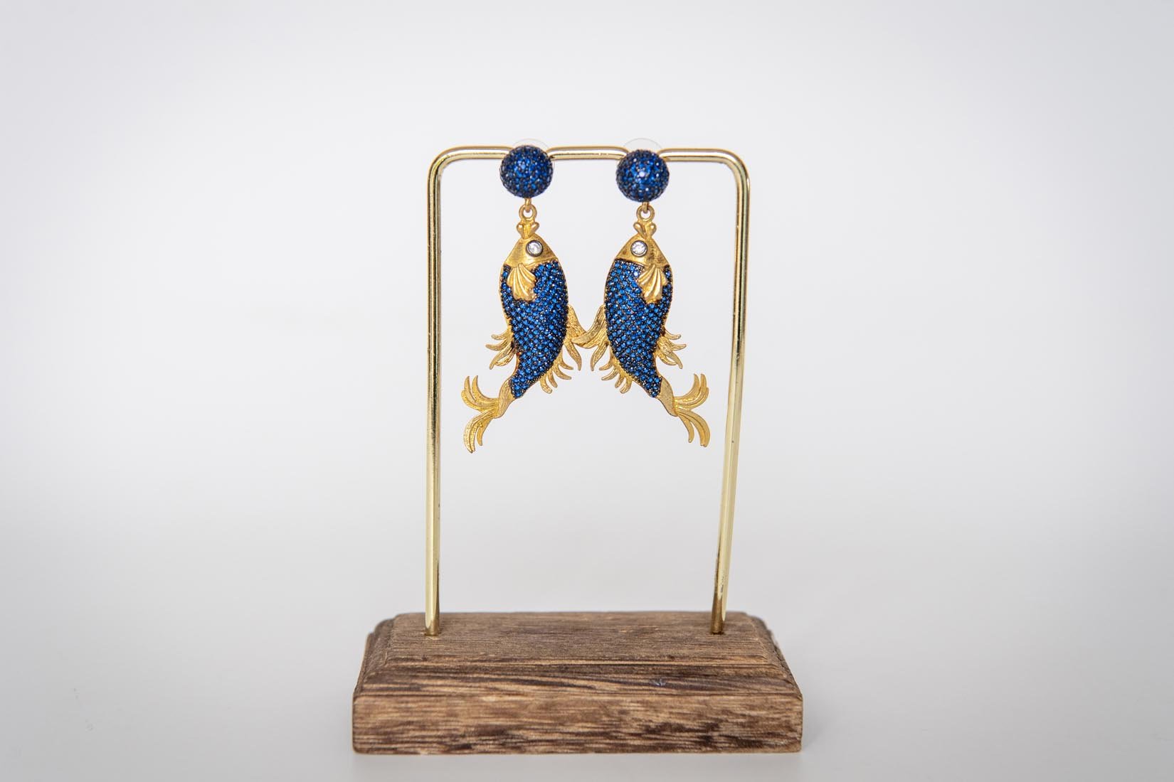 blue fish gold plated earrings - Natalia Willmott