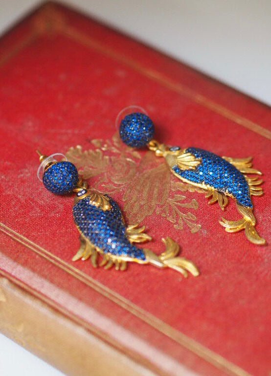 blue fish gold plated earrings - Natalia Willmott