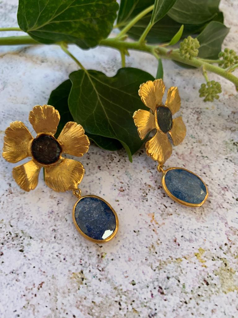 Bronze poppies pendant earrings - Natalia Willmott