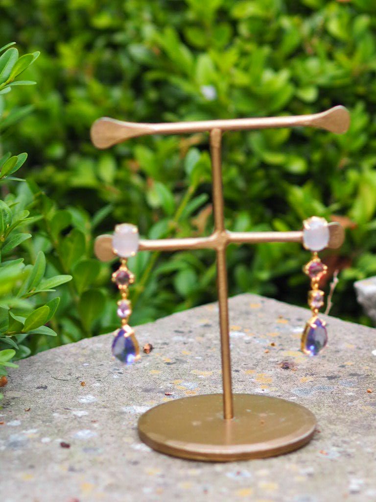 Chalcedony, amethyst, amethyst and iolite pendant earrings - Natalia Willmott