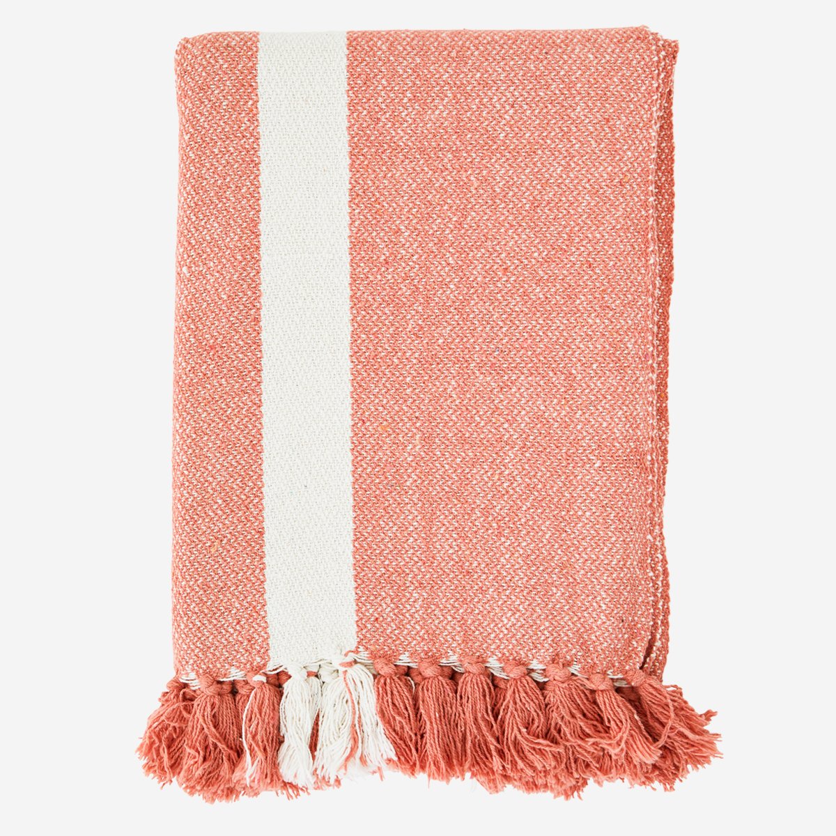 Coral throw/ blanket with fringes - Natalia Willmott
