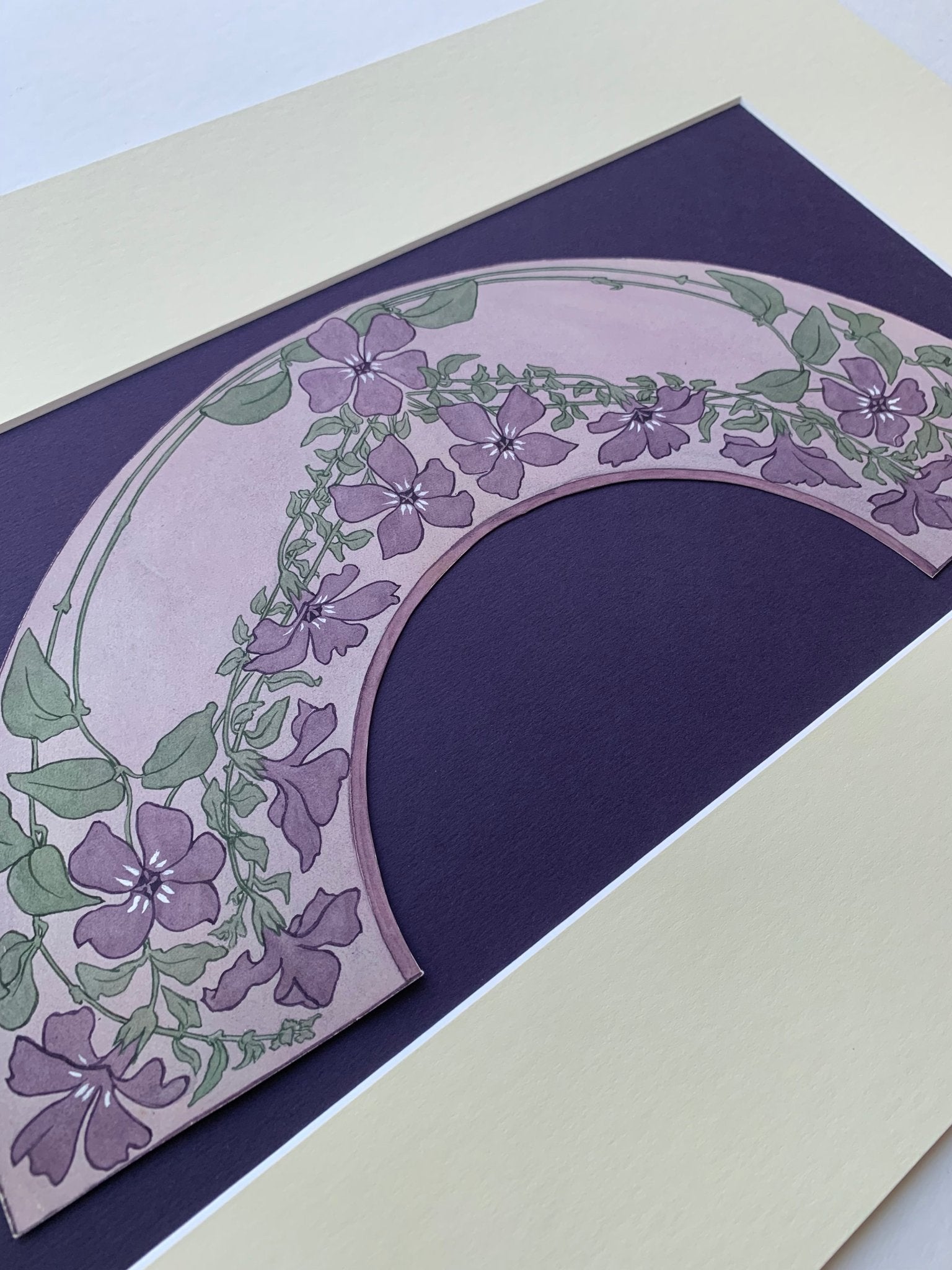 Design for a fan purple clematis by Hilda Clegg - Natalia Willmott