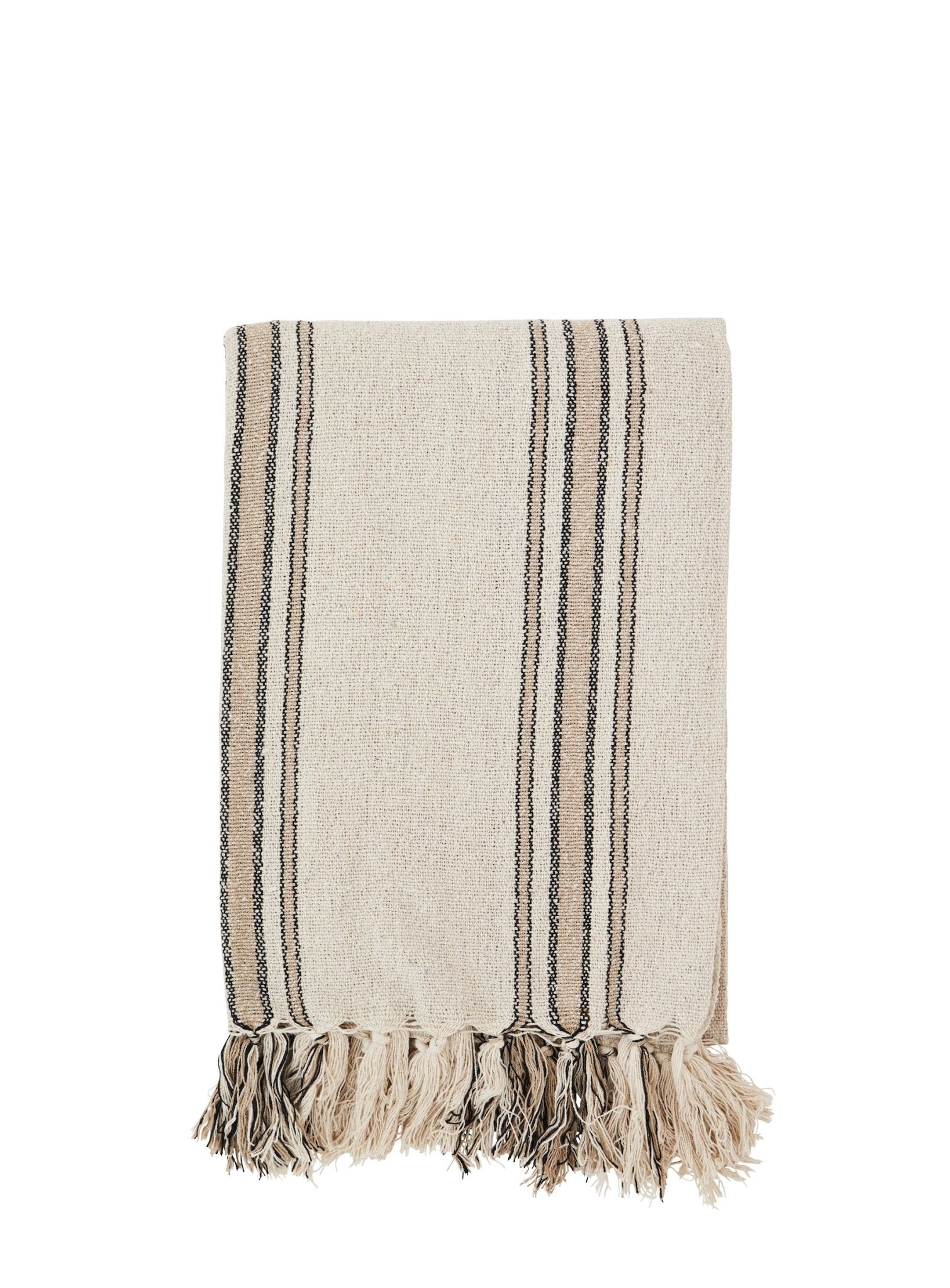 Ecru and sand throw/ blanket with fringes - Natalia Willmott