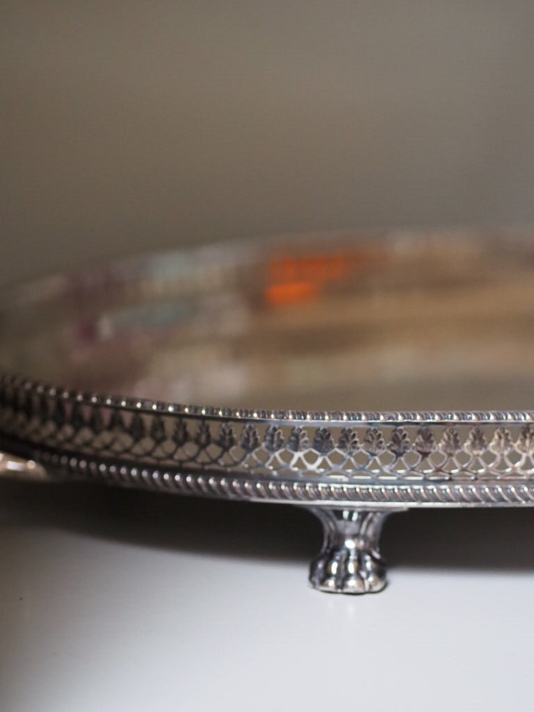 Edwardian gallery silver plate large oval tray - Natalia Willmott