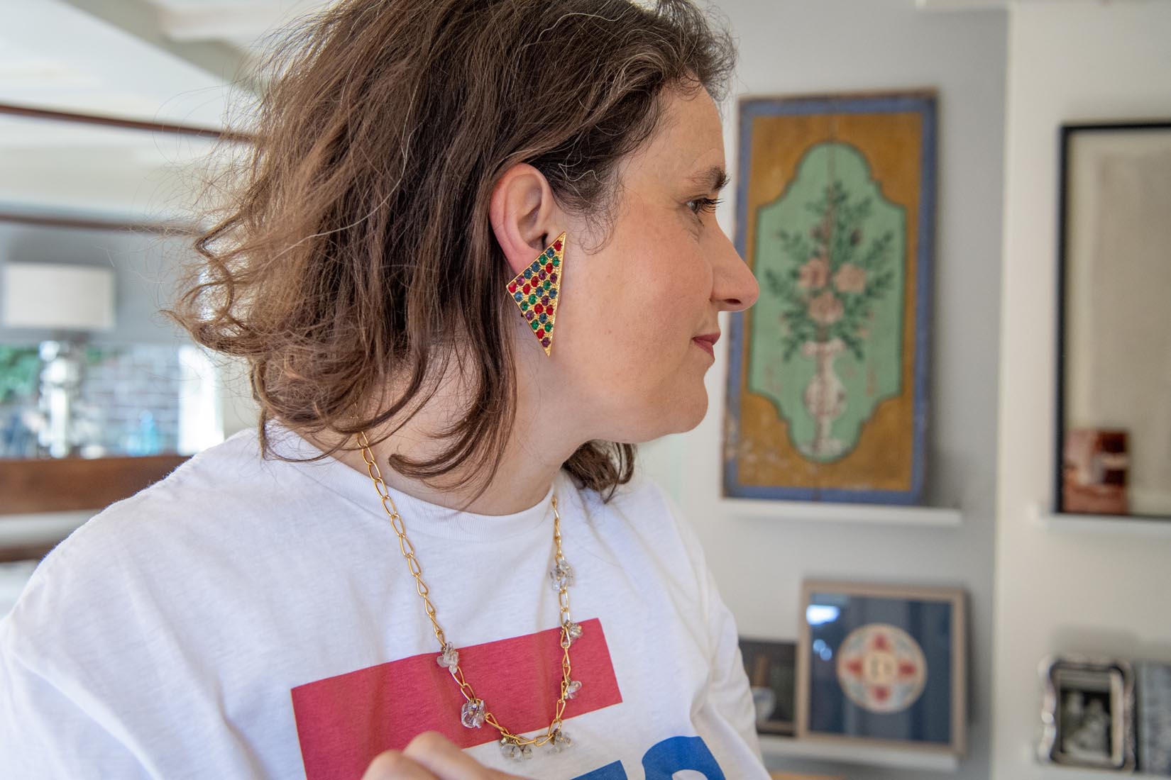 Eighties crystal triangle clip on earrings - Natalia Willmott