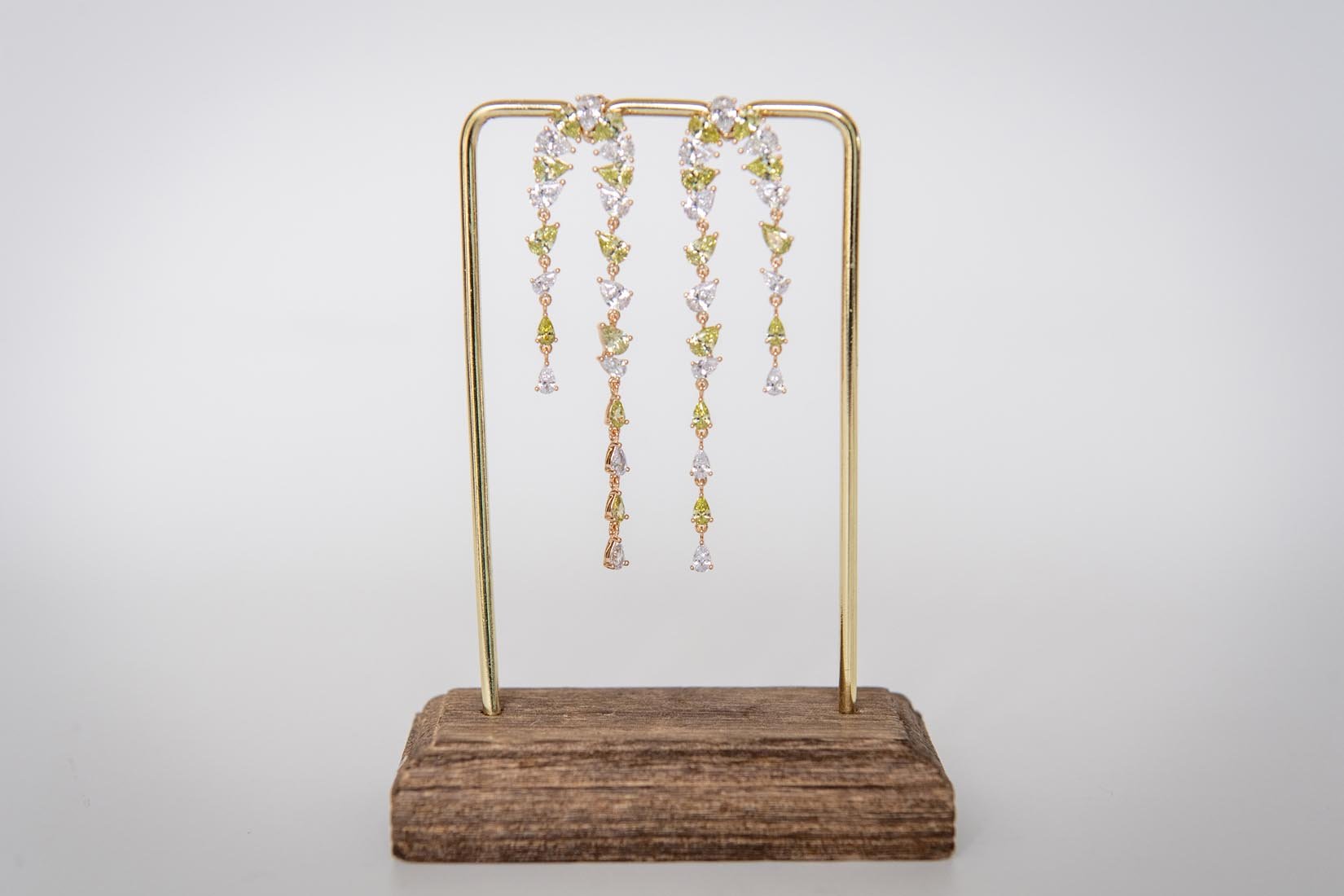 Gold zirconia pendant earrings - Natalia Willmott
