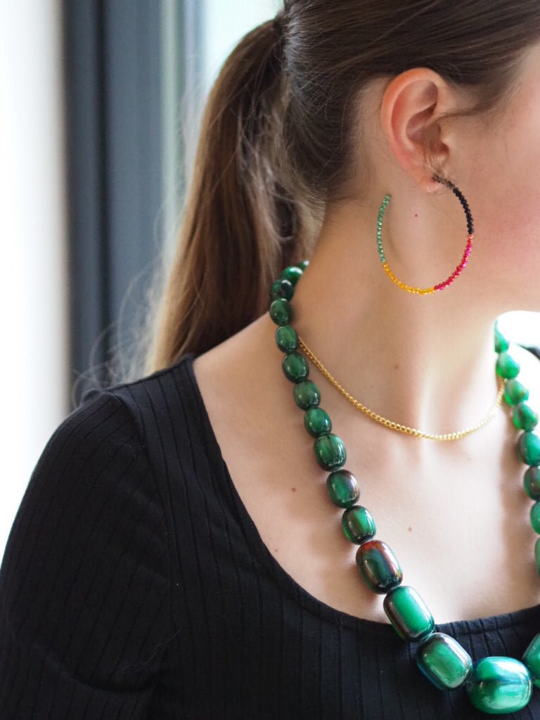 Green shimmer resin necklace - Natalia Willmott