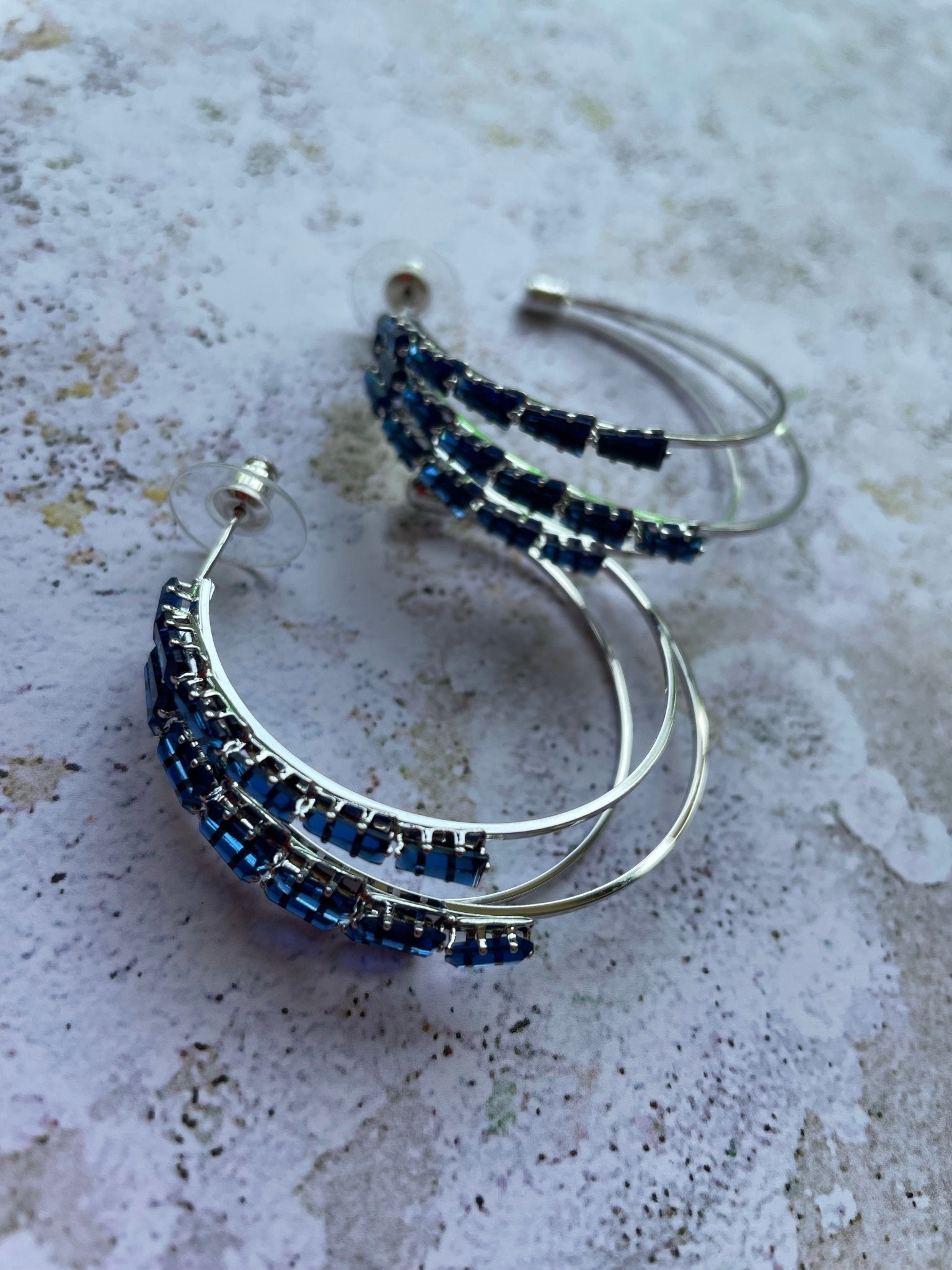 Hoop rhinestone blue earrings - Natalia Willmott