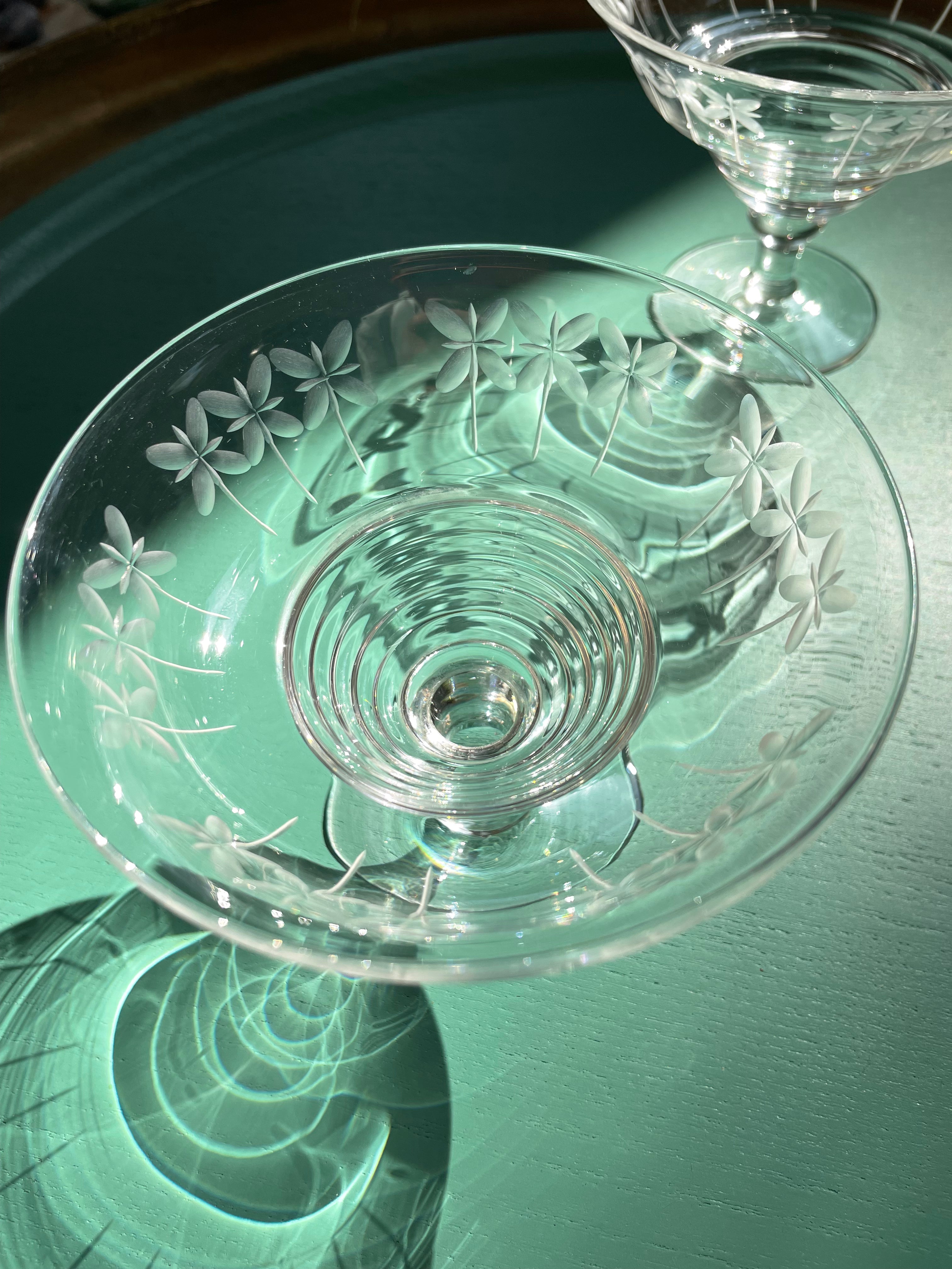 Beautiful Art Deco Stuart crystal compote/champagne glasses - Natalia Willmott