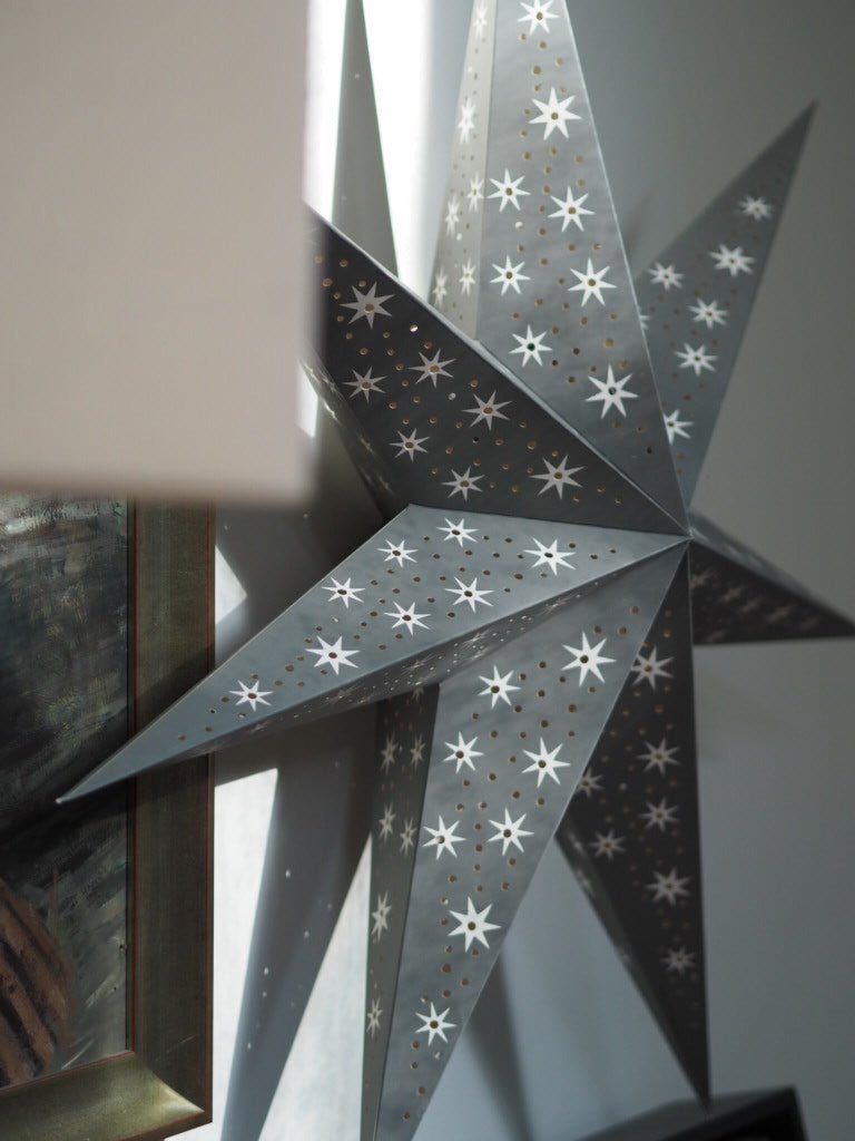 Large grey paper star with star design - Natalia Willmott