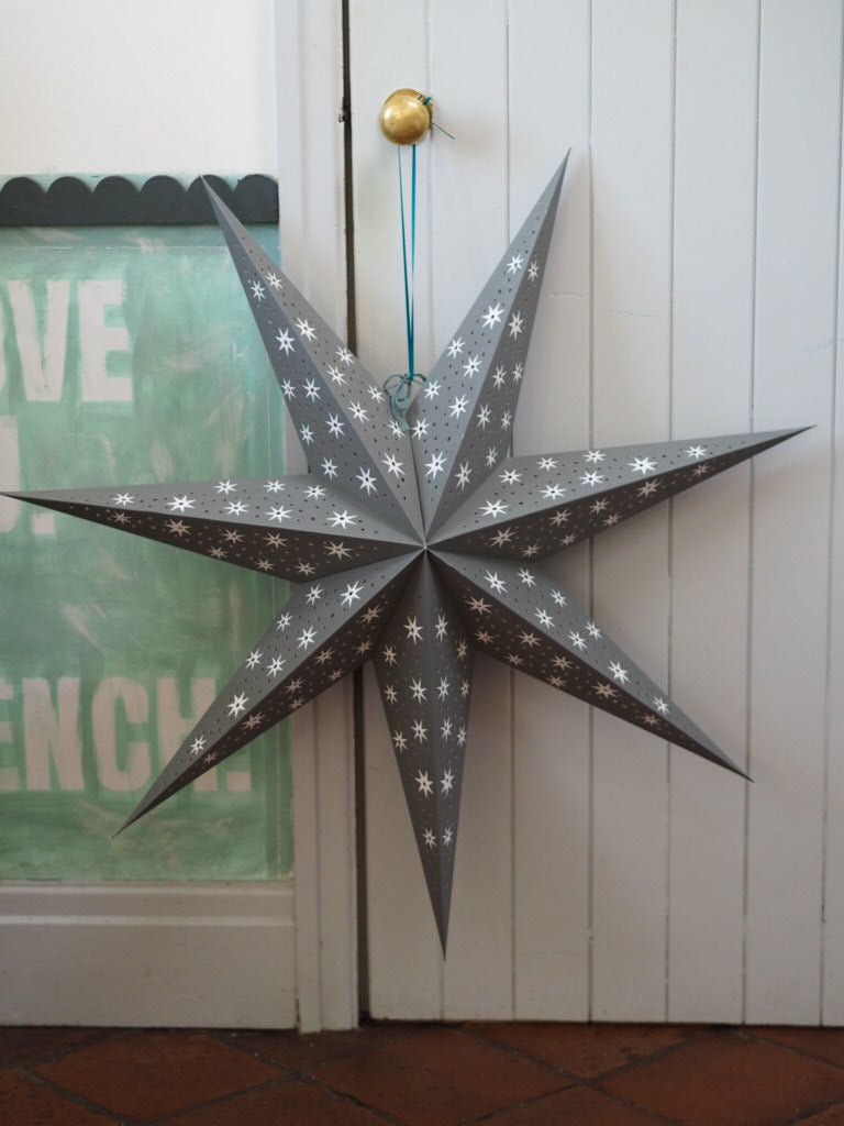 Large grey paper star with star design - Natalia Willmott