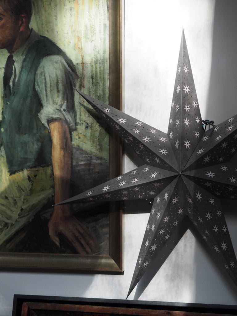 Large grey paper star with star design - Natalia Willmott