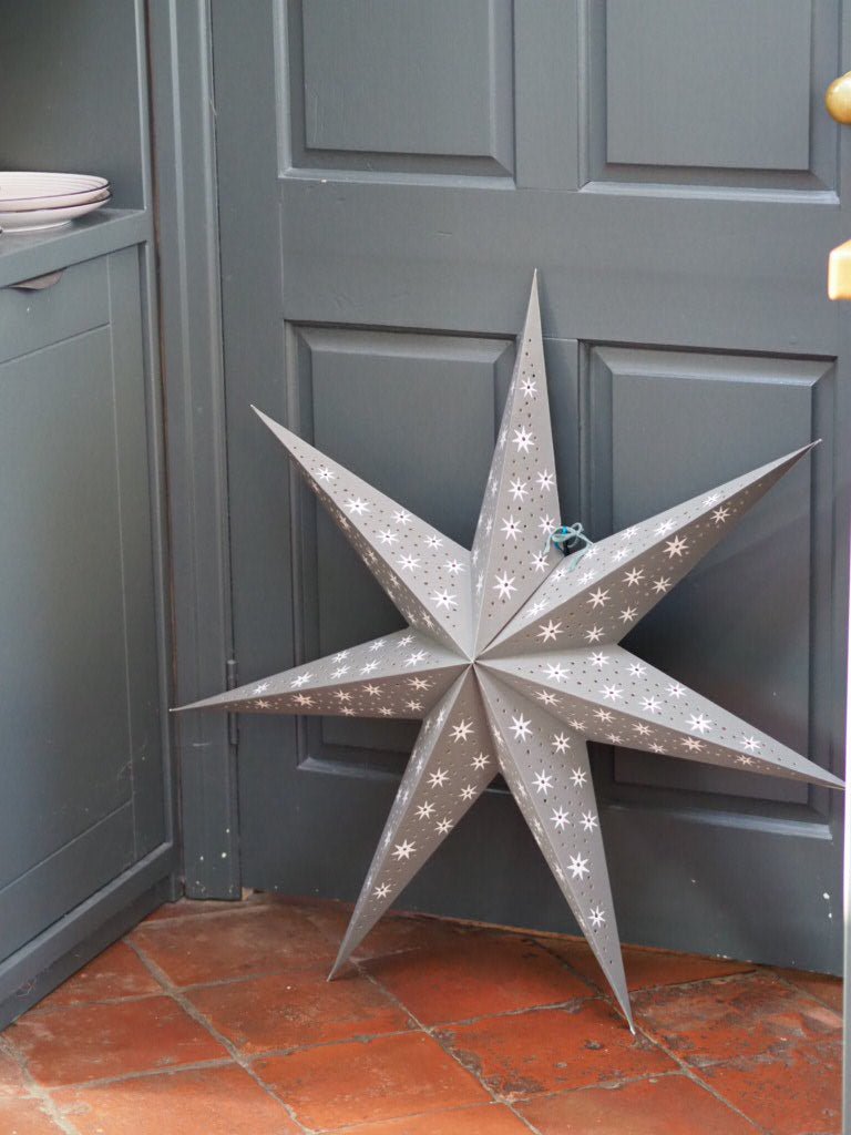 Large grey paper star with star design - Natalia Willmott