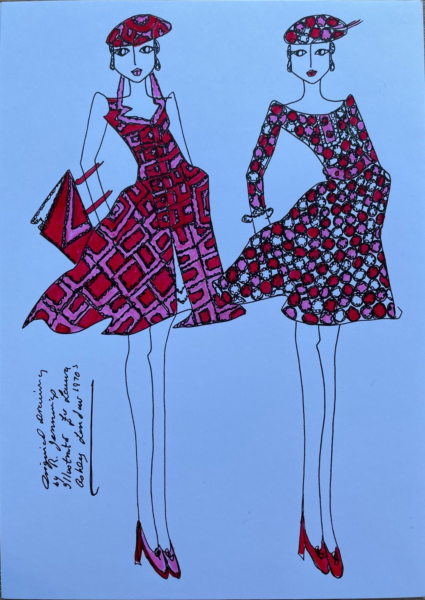 Laura Ashley vintage fashion drawings - Natalia Willmott