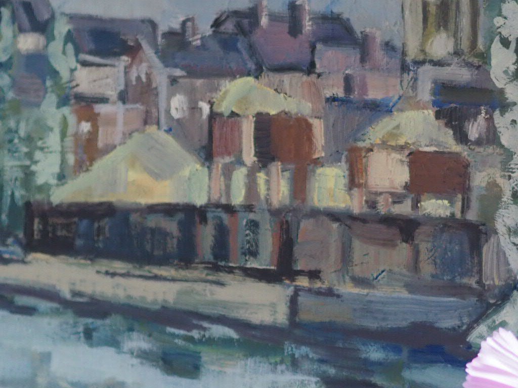 Oil painting on board by the canal by Toupin - Natalia Willmott
