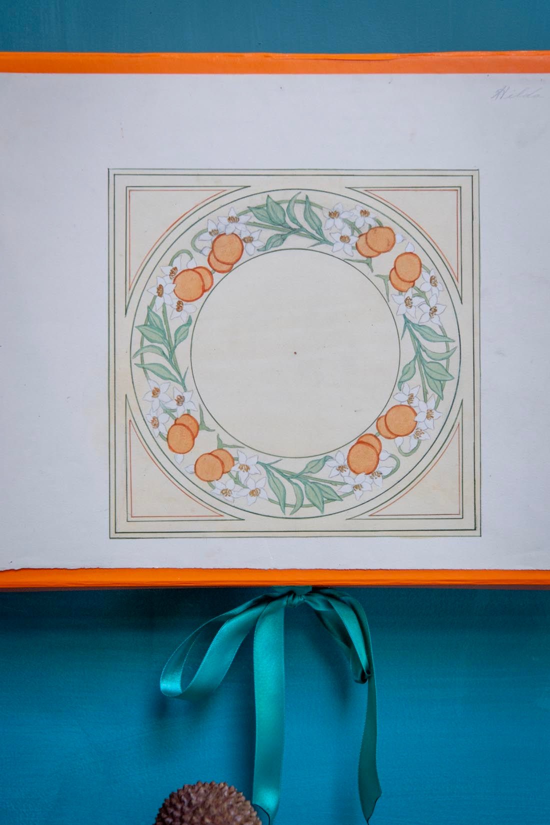 Oranges and narcissi design by Hilda Clegg - Natalia Willmott