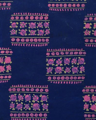 Original textile design of roses on blue - Natalia Willmott